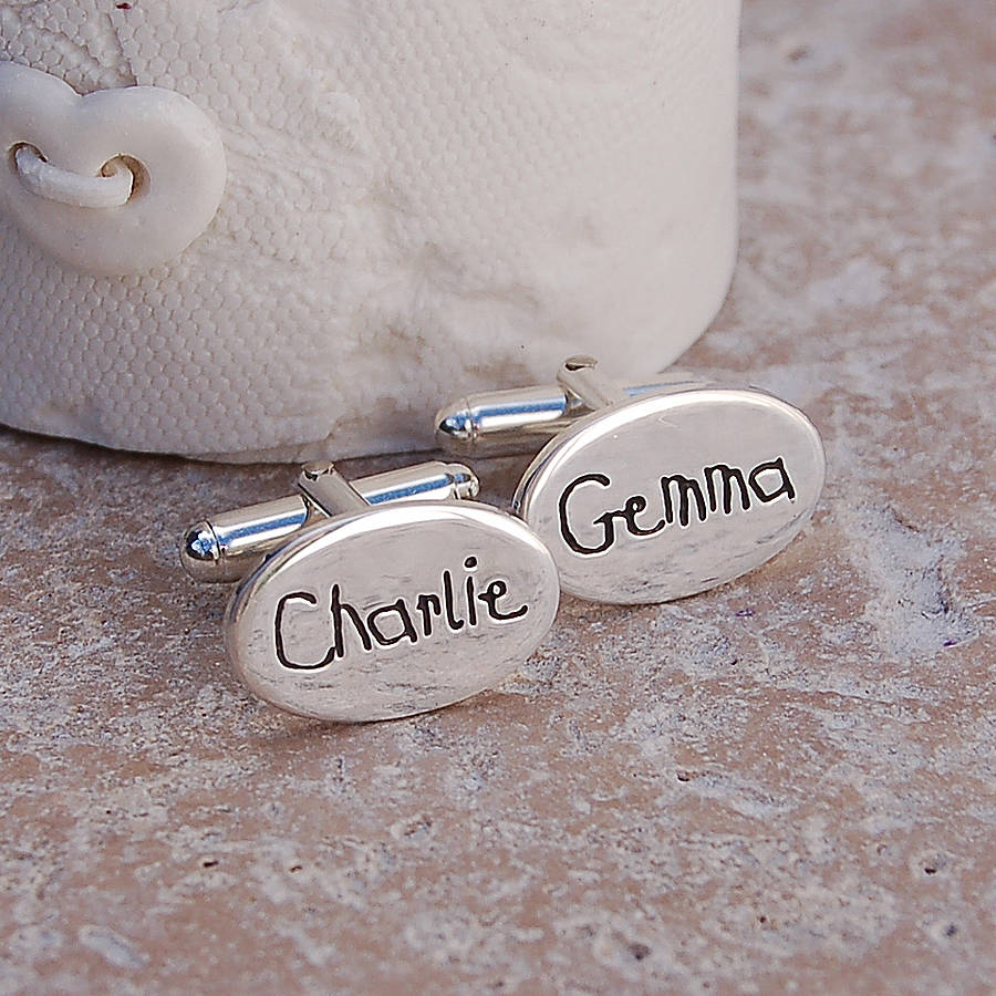 Handmade Personalised Silver Name Cufflinks By IndiviJewels